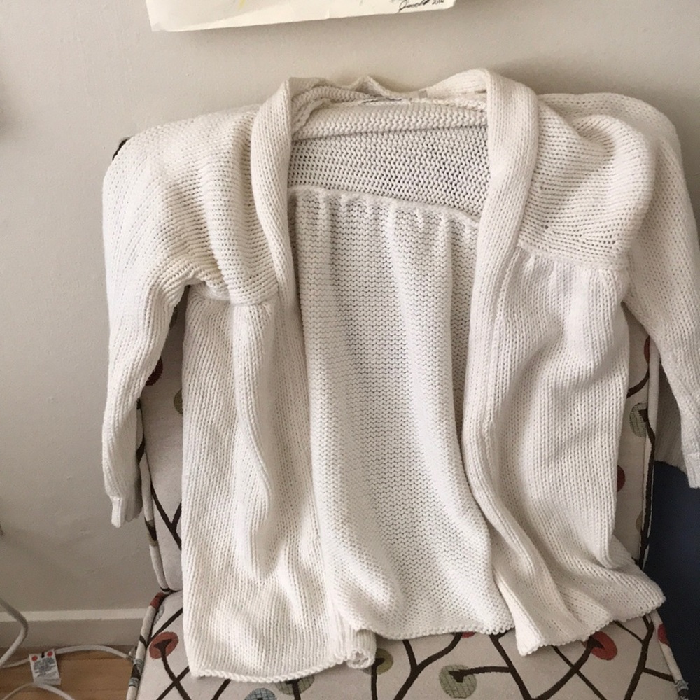 Cream colored 3/4 length sweater